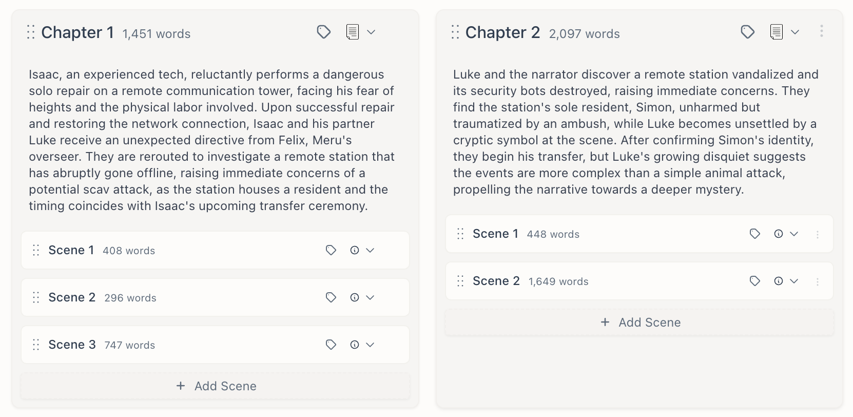 Scene and Chapter Summaries